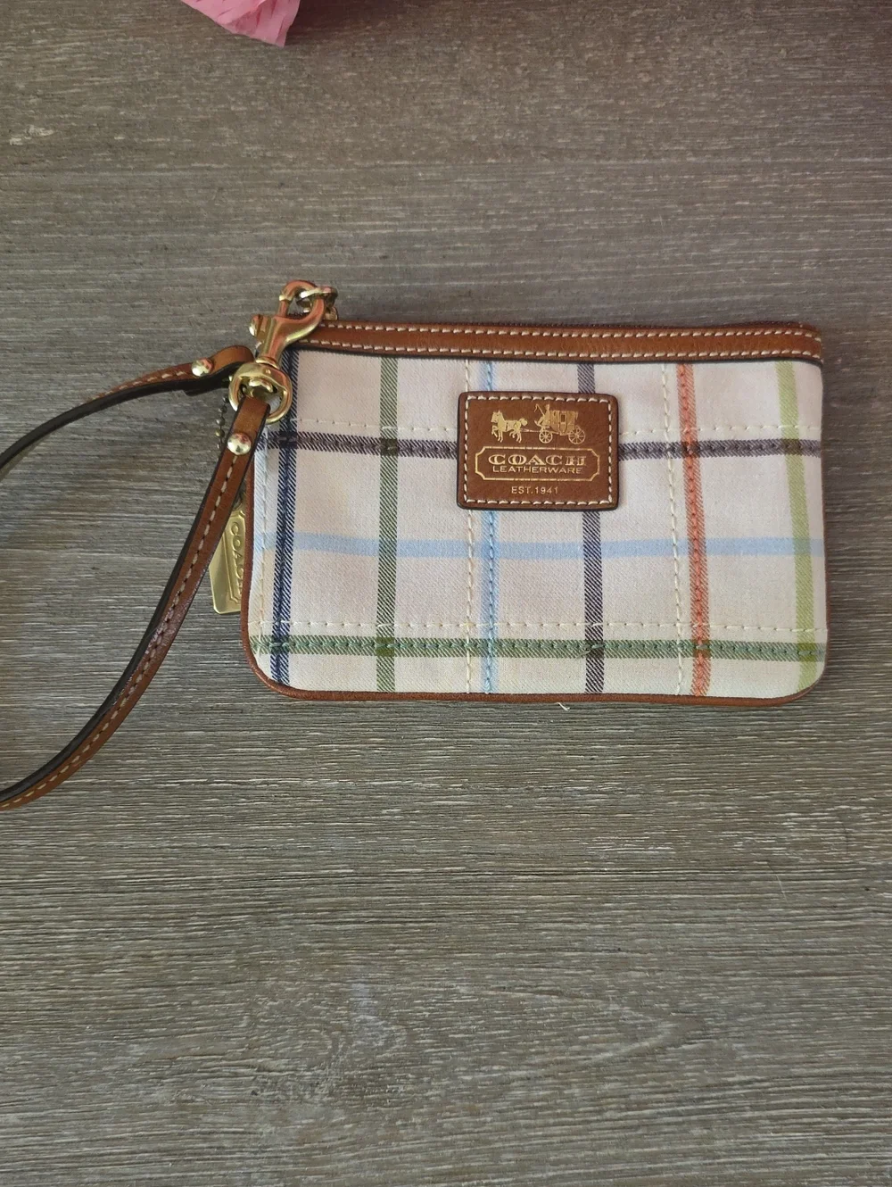Coach Tattersall Heritage Linen Wristlet